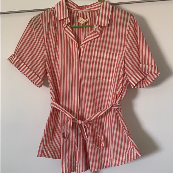 Anthropologie Tops - Button down pink/white shirt
